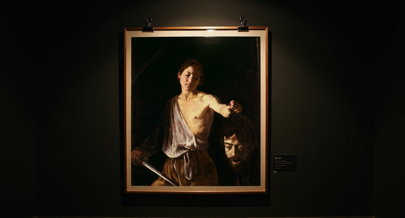 David mit dem Haupt des Goliath · Caravaggio · Galerie-Installation
