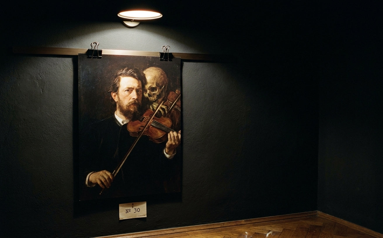 Selbstbildnis mit fiedelndem Tod · Arnold Böcklin · Galerie-Installation