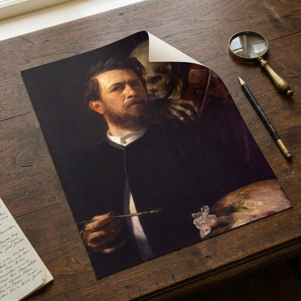 Selbstbildnis mit fiedelndem Tod · Arnold Böcklin · Studientisch